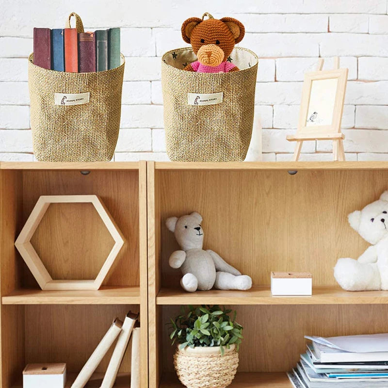 Panier de rangement en lin et jute | A poser ou suspendre