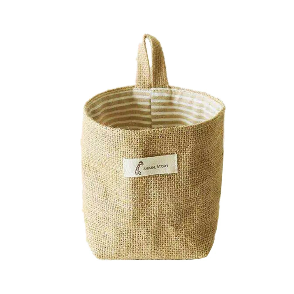 Panier de rangement en lin et jute | A poser ou suspendre