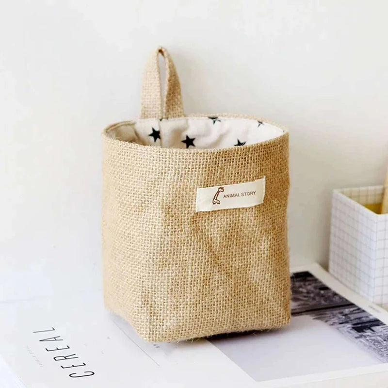 Panier de rangement en lin et jute | A poser ou suspendre