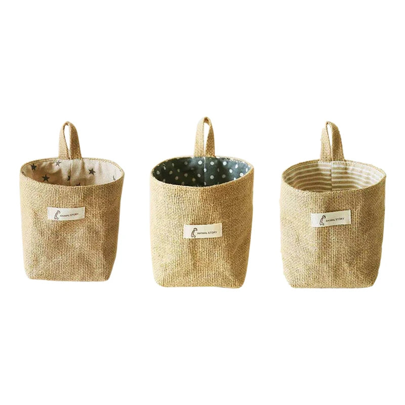 Panier de rangement en lin et jute | A poser ou suspendre
