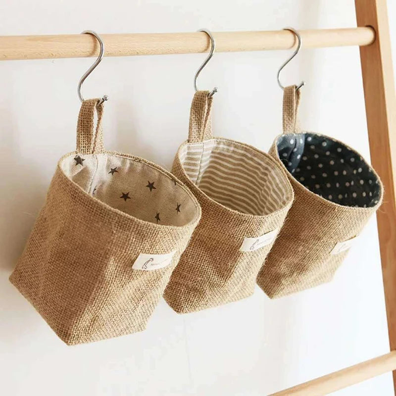 Panier de rangement en lin et jute | A poser ou suspendre