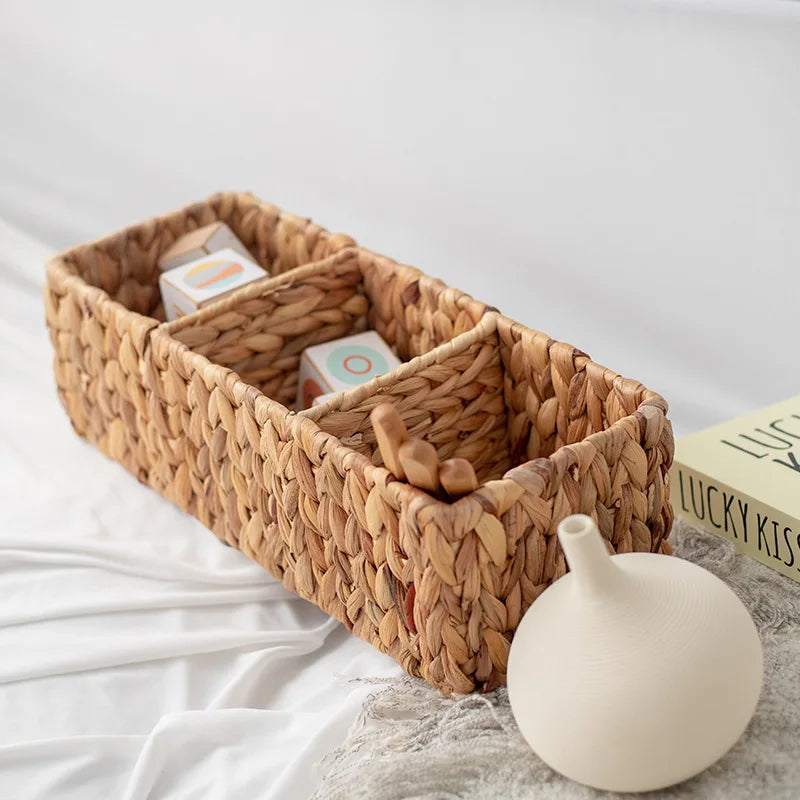 Panier de rangement tressé 3 compartiments en herbe de calebasse