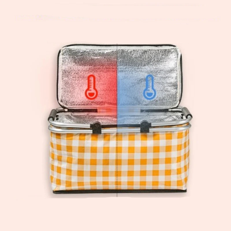 Panier de pique-nique isotherme pliable avec armature