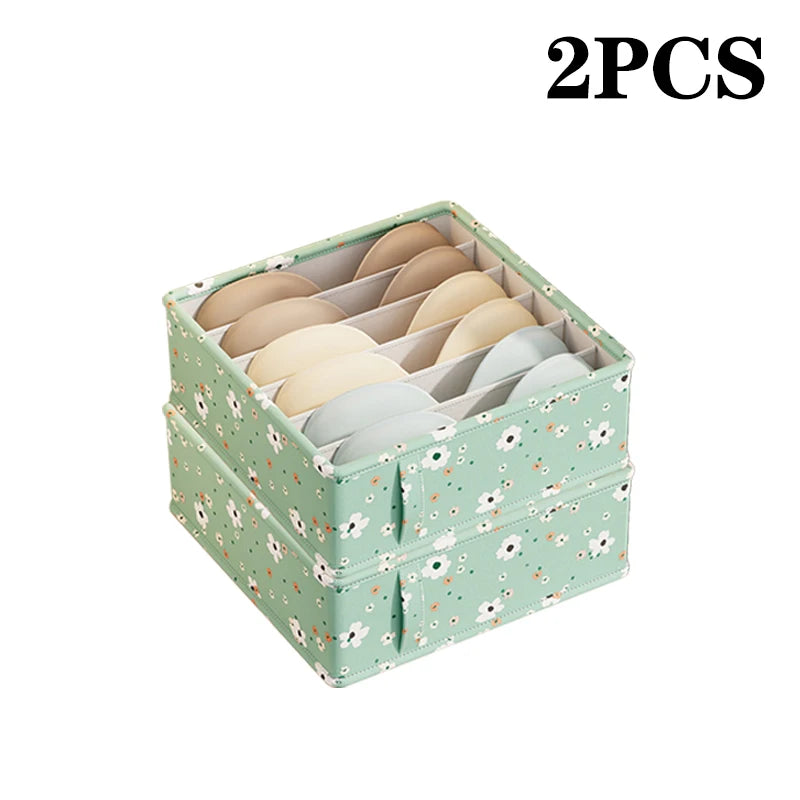 Panier organisateur de rangement en tissu Oxford – Motif fleuri vert menthe