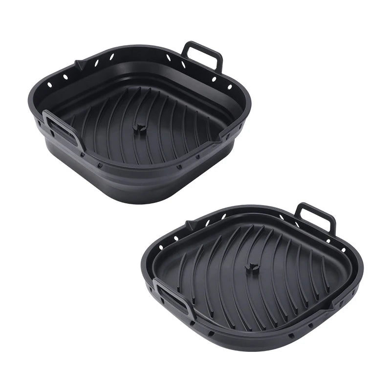 deux paniers en silicone rétractable, un ouvert, un fermé