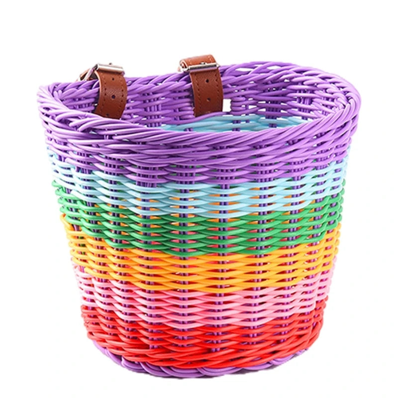 Panier vélo imitation osier en plastique multicolore