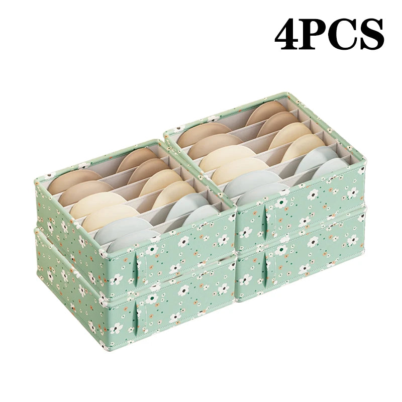 Panier organisateur de rangement en tissu Oxford – Motif fleuri vert menthe