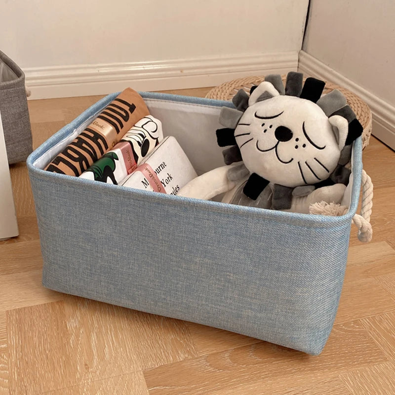 Panier de rangement en lin et coton – Organiseur pliable avec poignées