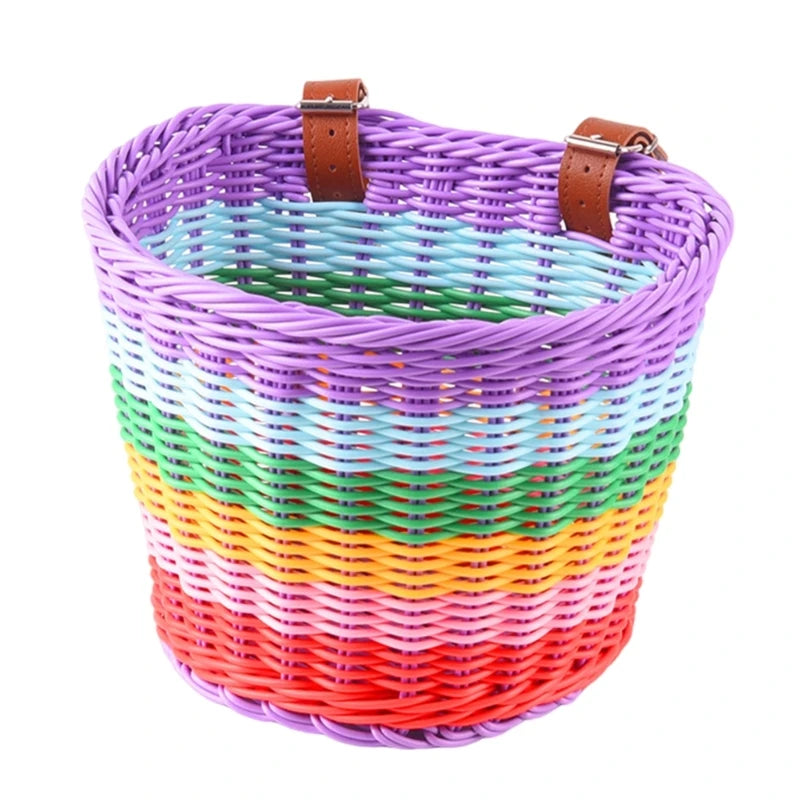 Panier vélo imitation osier en plastique multicolore