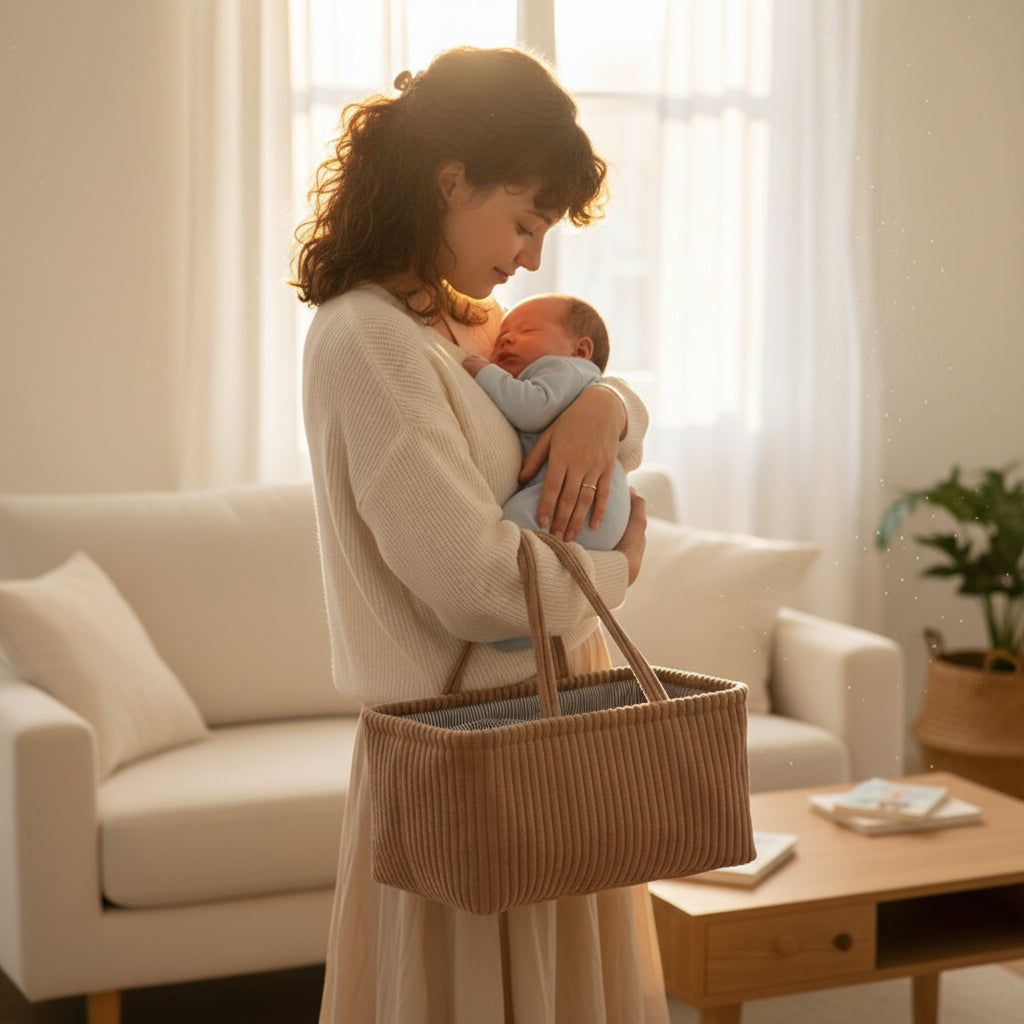 Panier de rangement pour couches et accessoires bébé