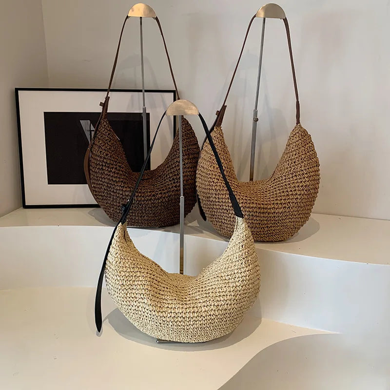 Panier sac à main bandoulière | Raphia tressé
