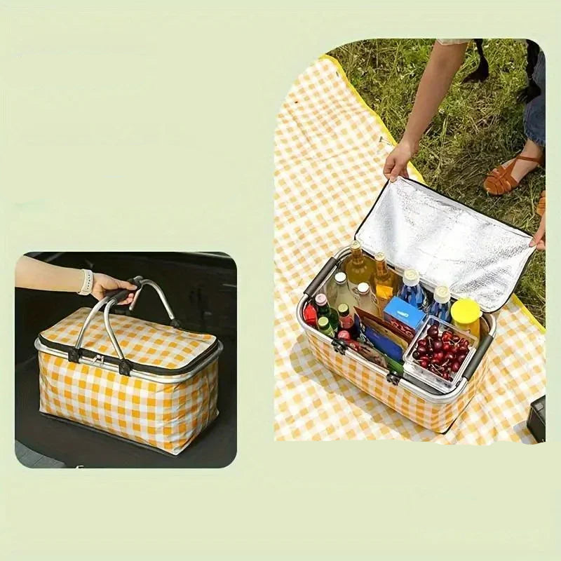 Panier de pique-nique isotherme pliable avec armature