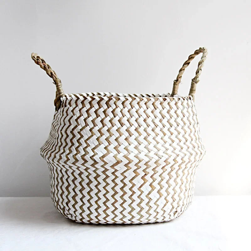 Panier de rangement en jacinthe d'eau tressé à la main