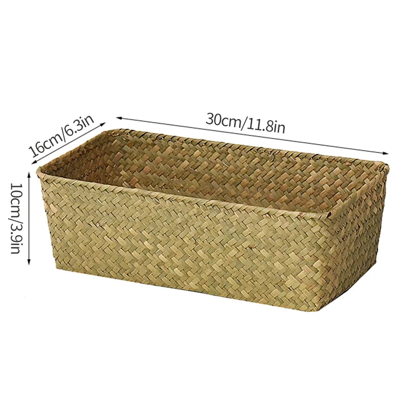 Panier de rangement en osier tissé à la main