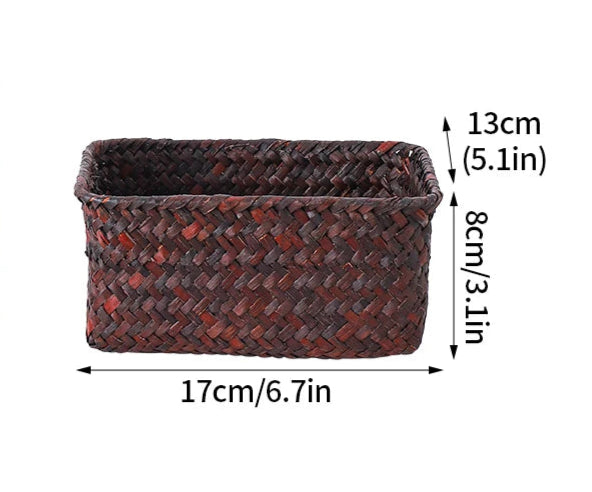 Panier de rangement en osier tissé à la main