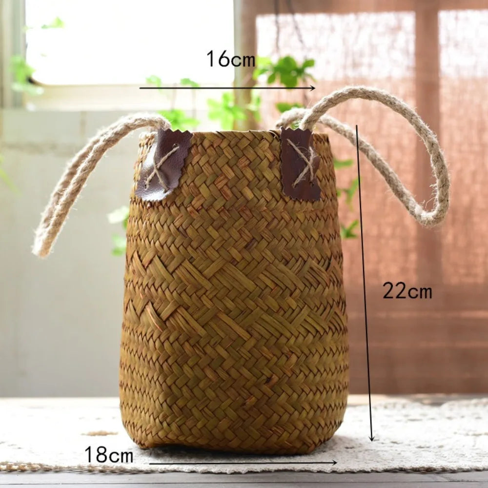 Panier à fleurs en algues tressées – Élégant et décoratif