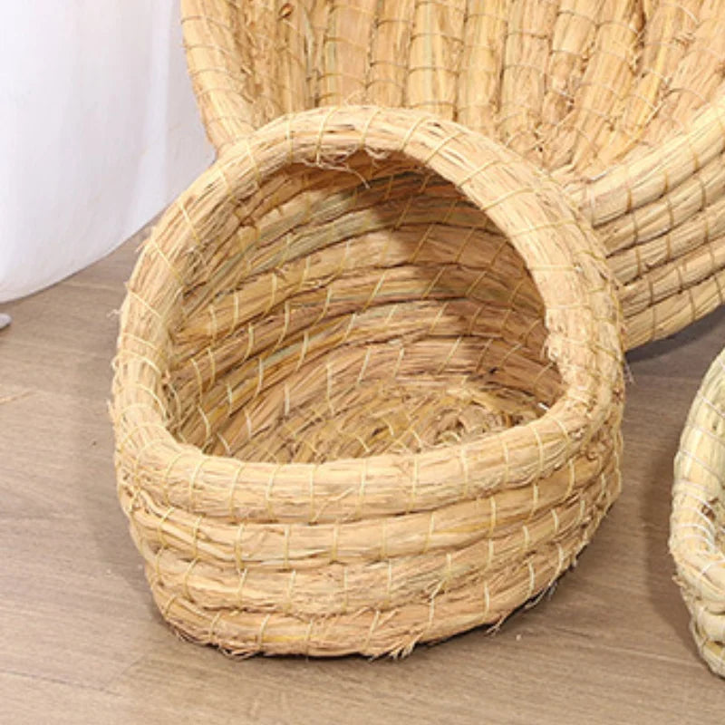 Panier Nid en Herbe Tressée pour Chat, Chaton et Petit Chien