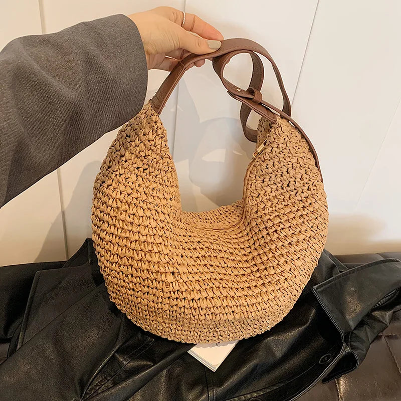 Panier sac à main bandoulière | Raphia tressé