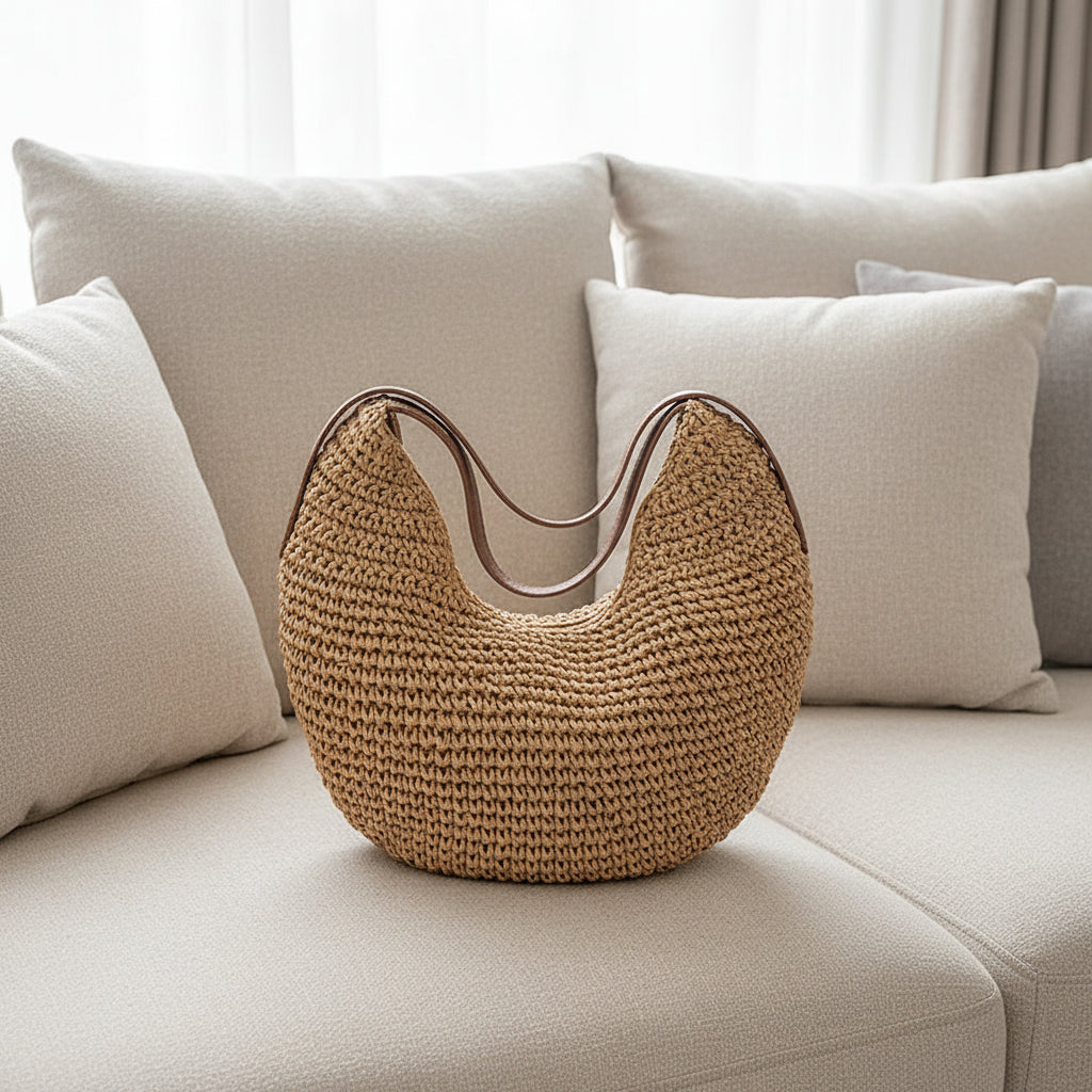 Panier sac à main bandoulière | Raphia tressé