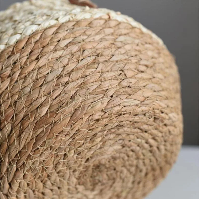Panier tressé en fibres naturelles maïs et jonc