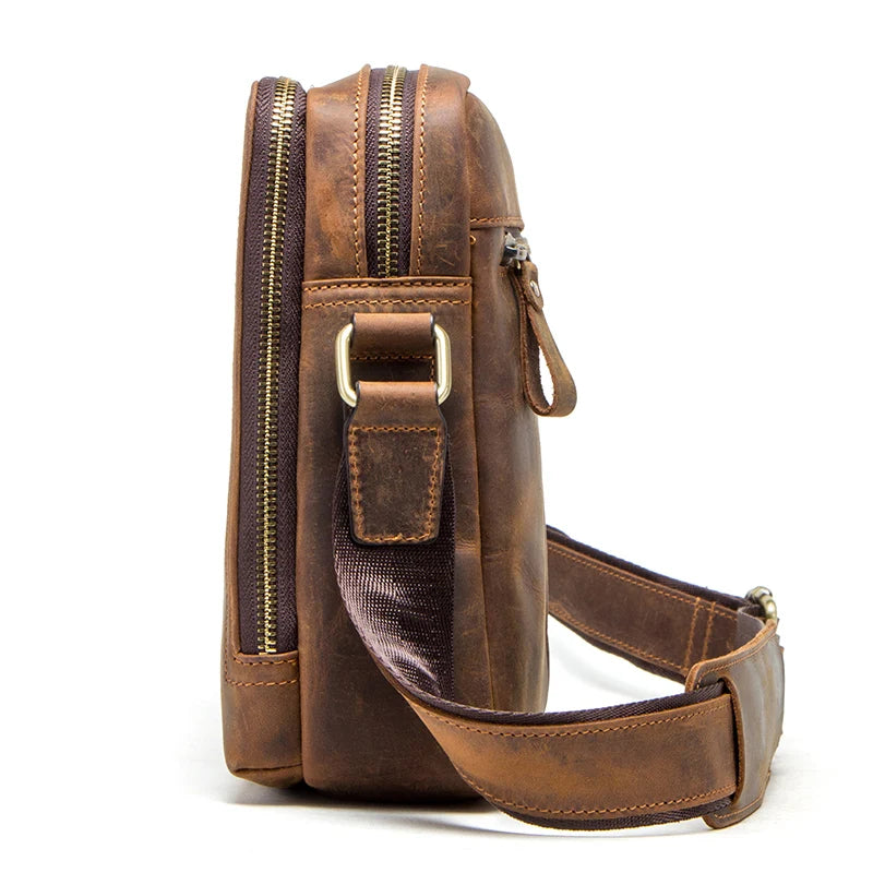 Sacoche bandoulière pour homme en cuir véritable – Style vintage