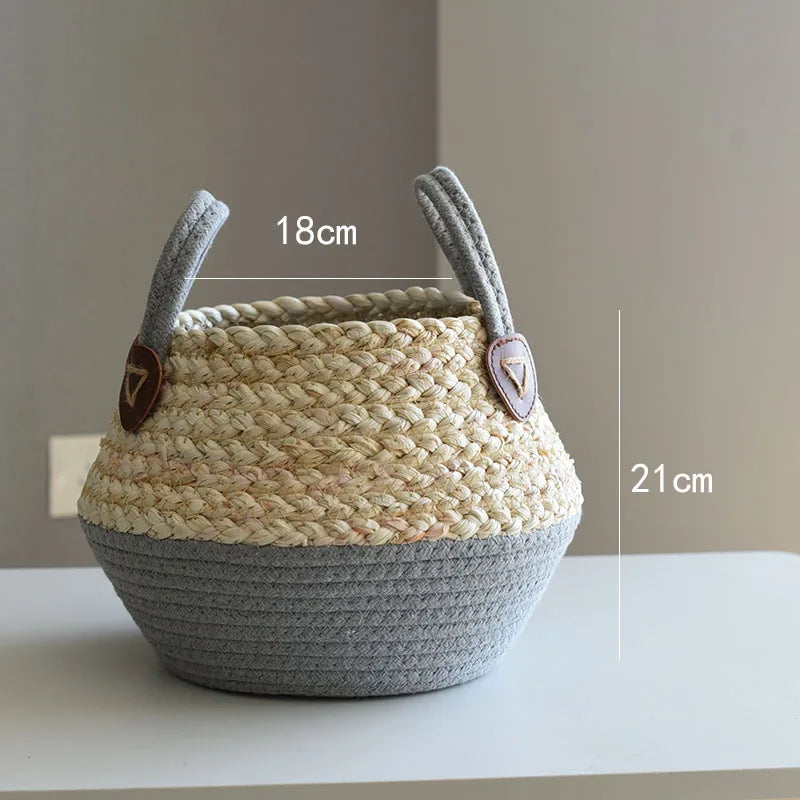 Panier tressé en fibres naturelles maïs et jonc