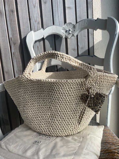 Panier en corde de coton camel – Fait main