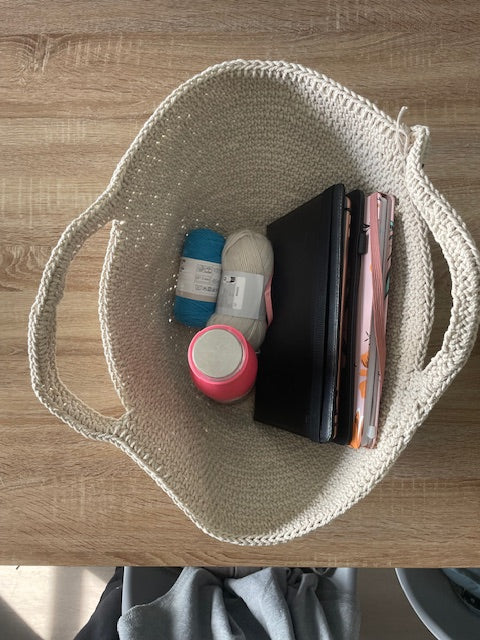 Panier en corde de coton camel – Fait main