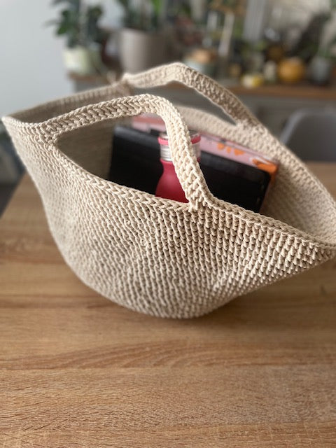 Panier en corde de coton camel – Fait main