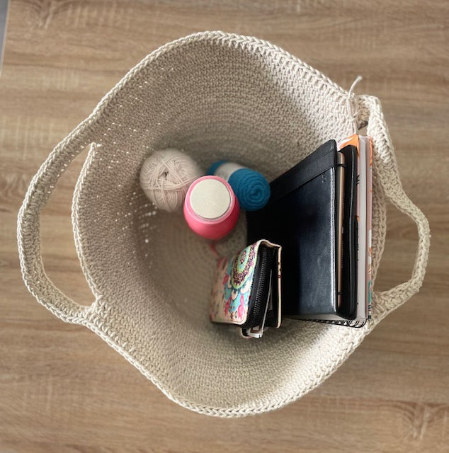 Panier en corde de coton camel – Fait main