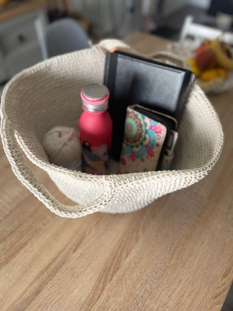 Panier en corde de coton camel – Fait main