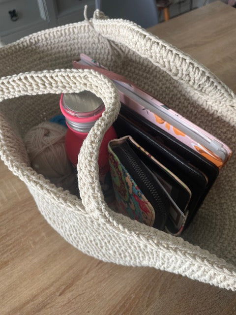 Panier en corde de coton camel – Fait main