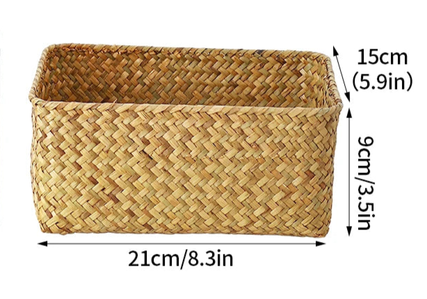 Panier de rangement en osier tissé à la main