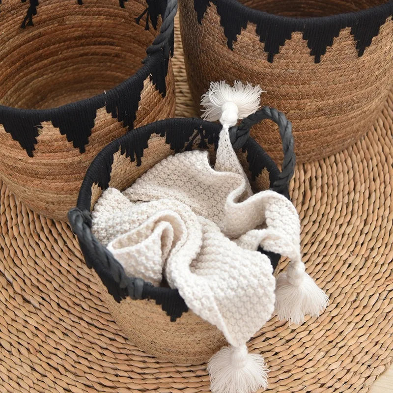 Panier tressé en fibres naturelles – Cache-pot, rangement et déco