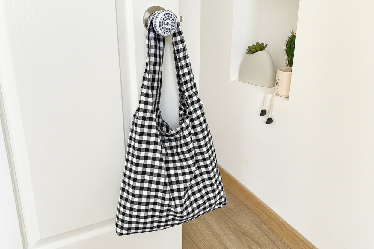 Tote Bag "Campagne Chic" – Motif Vichy & Coton Doux