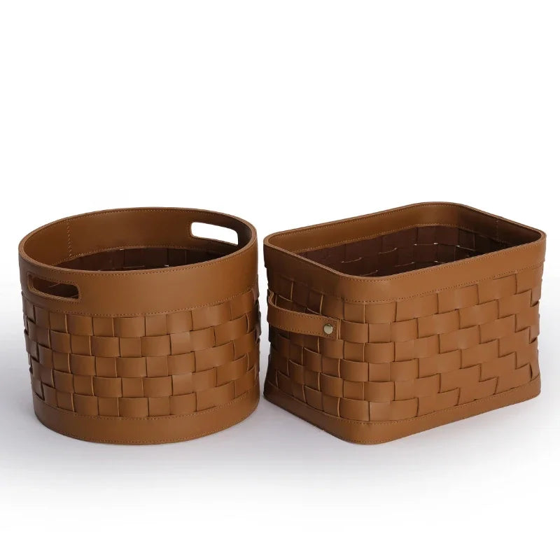 Panier de rangement en cuir tressé – Boîte de rangement décorative de luxe