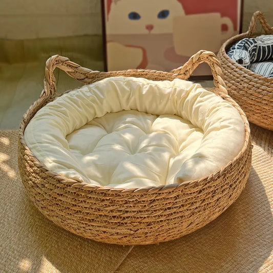 Panier pour chat en paille tressée | Pour chat jusqu'à 7,5 kg