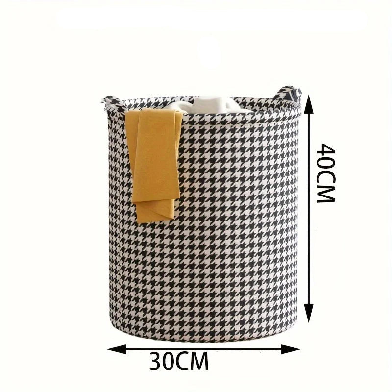 Panier à Linge Pliable à Motif Pied-de-Poule
