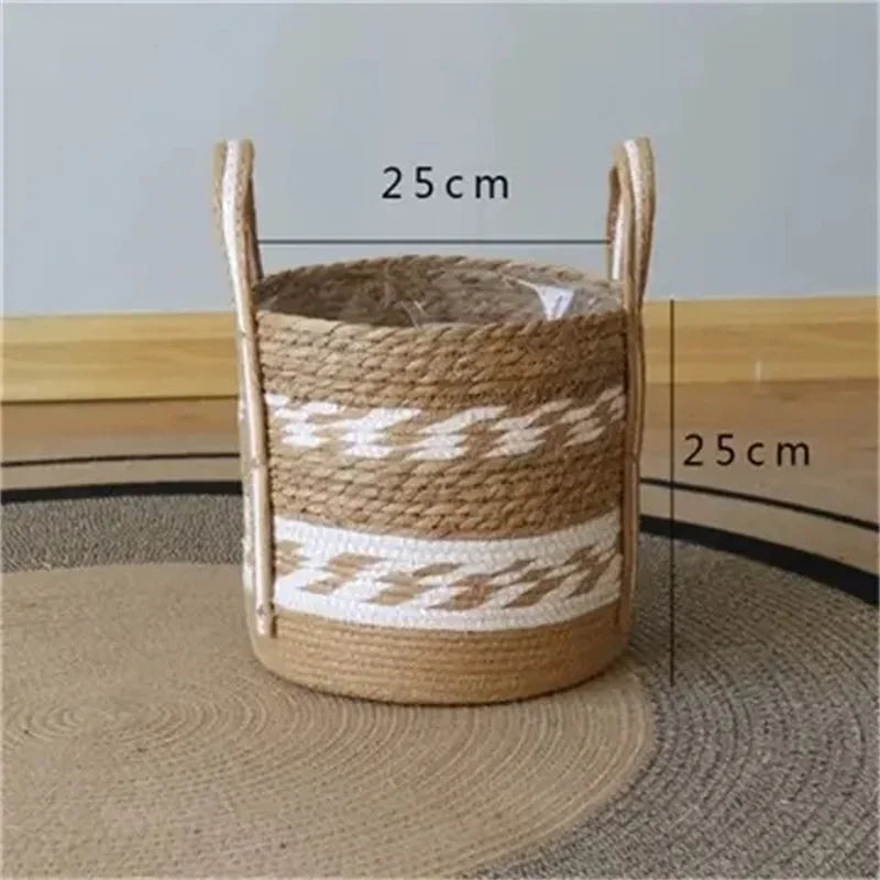 Panier tressé en fibres naturelles – Cache-pot, rangement et déco