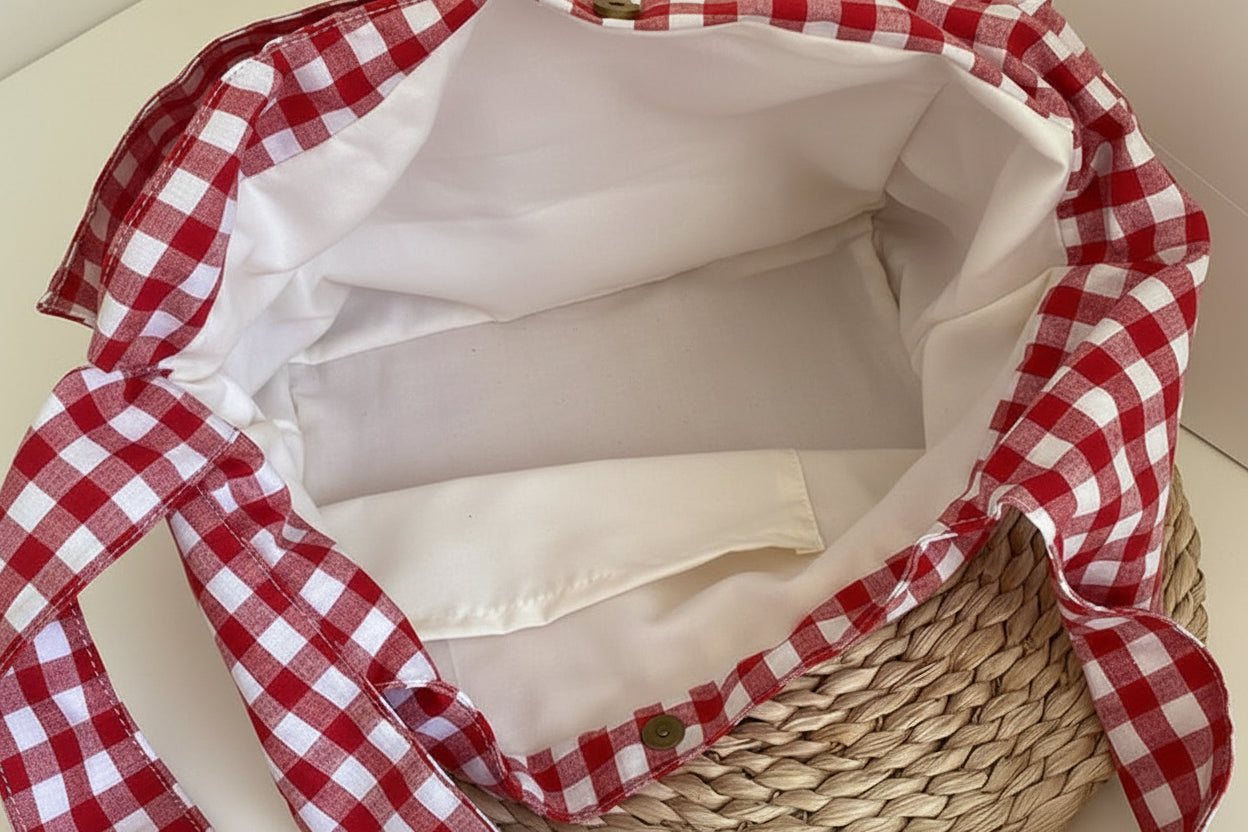 Tote Bag "Campagne Chic" – Motif Vichy & Coton Doux