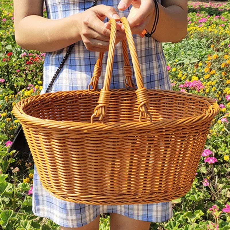 Panier de récolte en imitation rotin