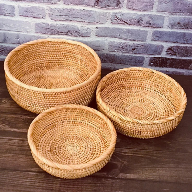 Panier de rangement ou corbeille à fruits, en osier tressé à la main