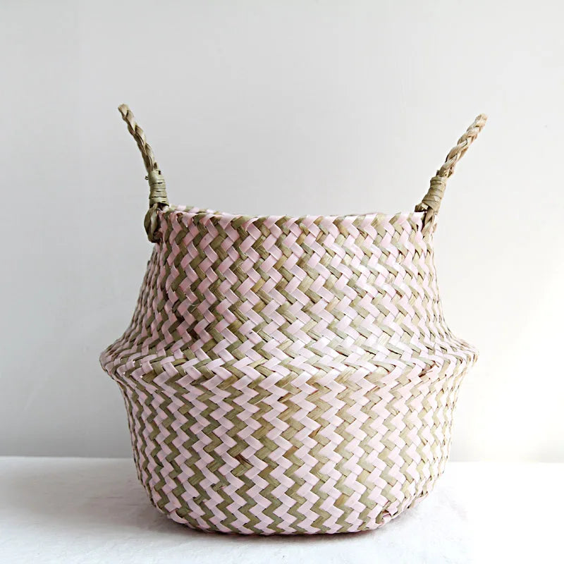 Panier de rangement en jacinthe d'eau tressé à la main