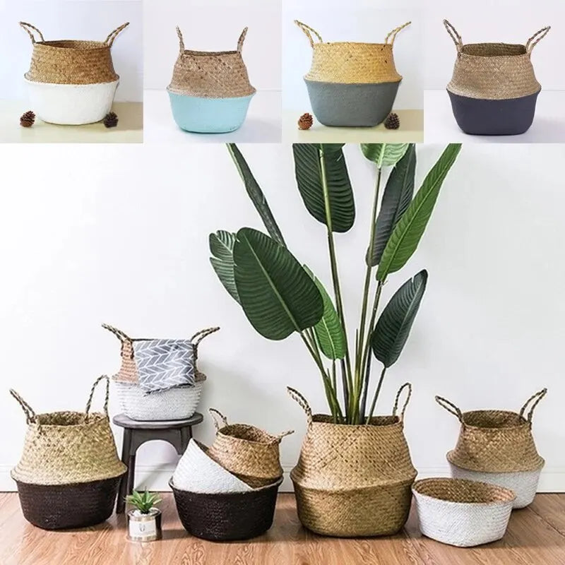 Panier pliable en jacinthe d'eau tressé | Cache Pot
