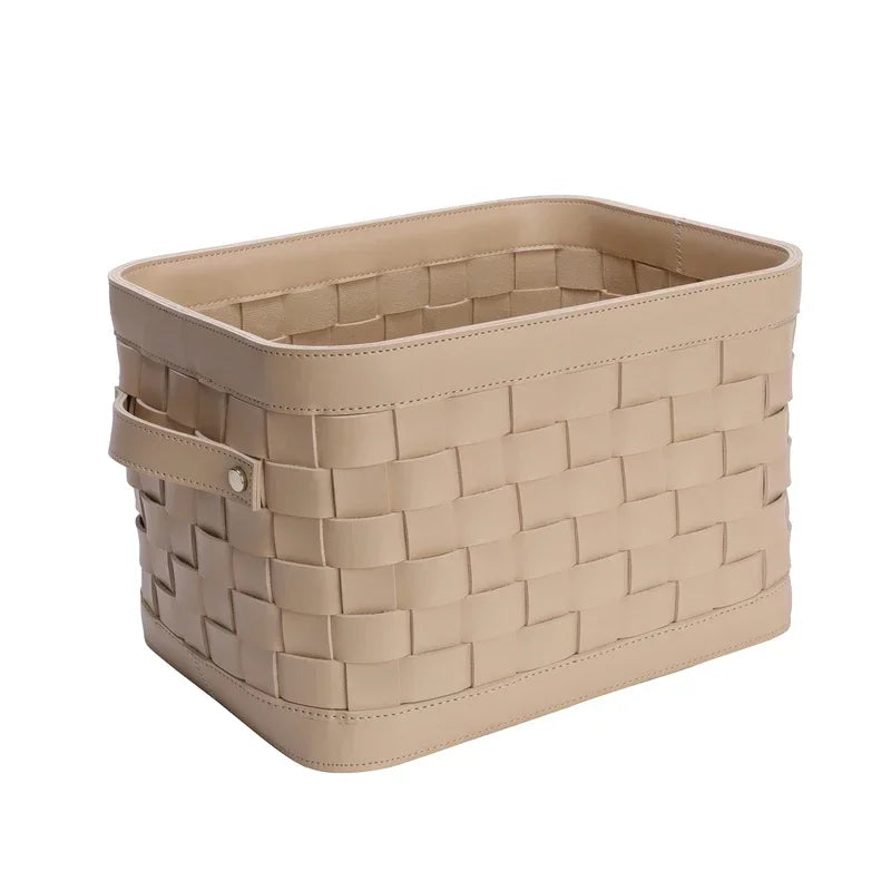 Panier de rangement en cuir tressé – Boîte de rangement décorative de luxe