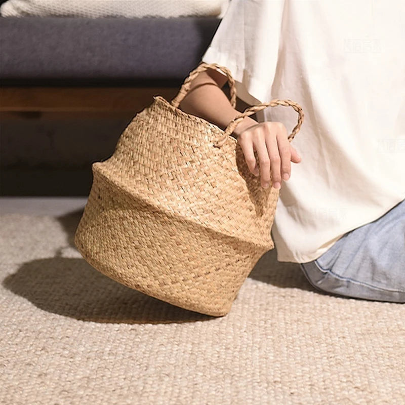 Panier pliable en jacinthe d'eau tressé | Cache Pot