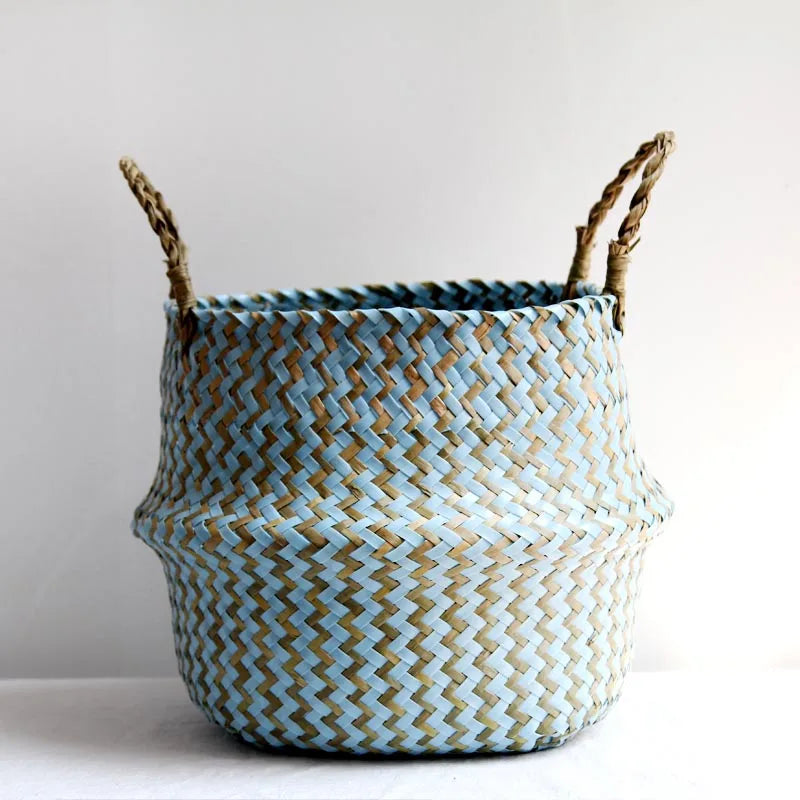 Panier de rangement en jacinthe d'eau tressé à la main