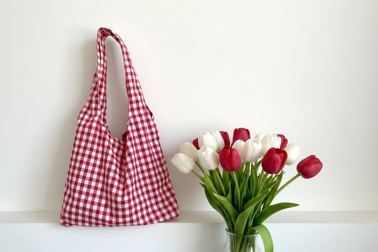 Tote Bag "Campagne Chic" – Motif Vichy & Coton Doux