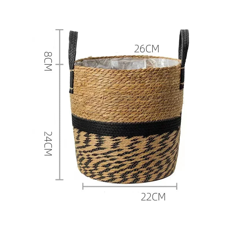 Panier tressé en fibres naturelles – Cache-pot, rangement et déco