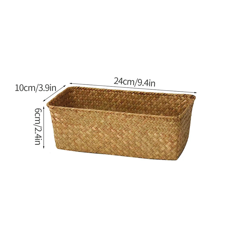 Panier de rangement en osier tissé à la main